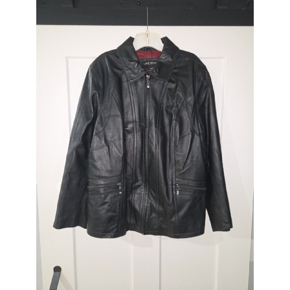 Lane Bryant Leather Jacket Women’s Black -Zip Up/ Pockets 18/20
